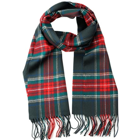 Ivory Cotton Cashmere - D&Y Unisex Classic Softer Than Cashmere Plaid Fringe End Scarf, Gray