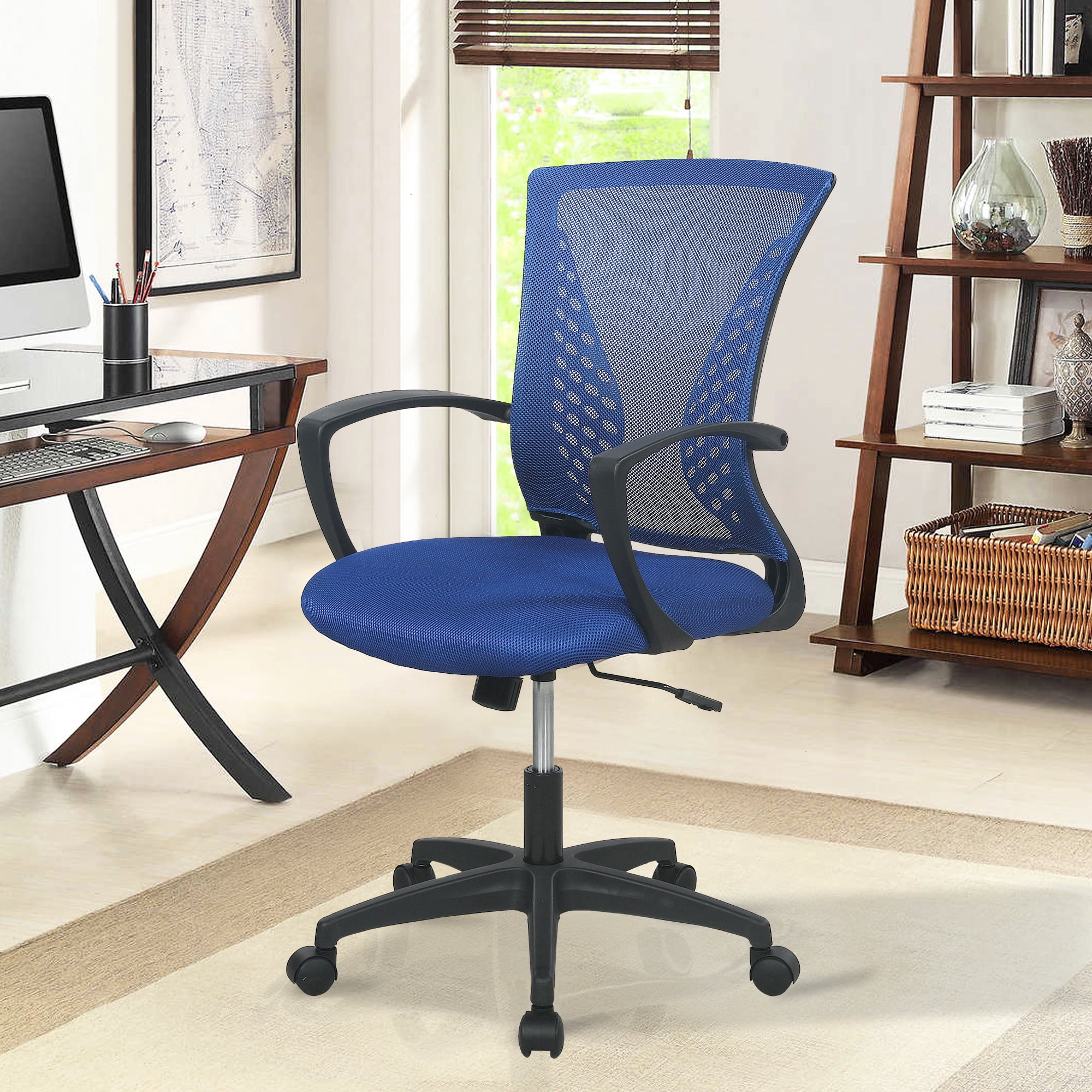 FDW Ergonomic Home Office Chair, Lumbar Support, Rolling Swivel for Women(Blue)