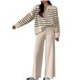 thumbnail image 3 of Jinhomg Women's Two Piece Thin Sweater Lounge Sets 2025 Fall Winter Oversized Knit Pullover with Wide Leg Pants Casual Comfy Knitted Outfits Summer Saving Beige Free Size, 3 of 7