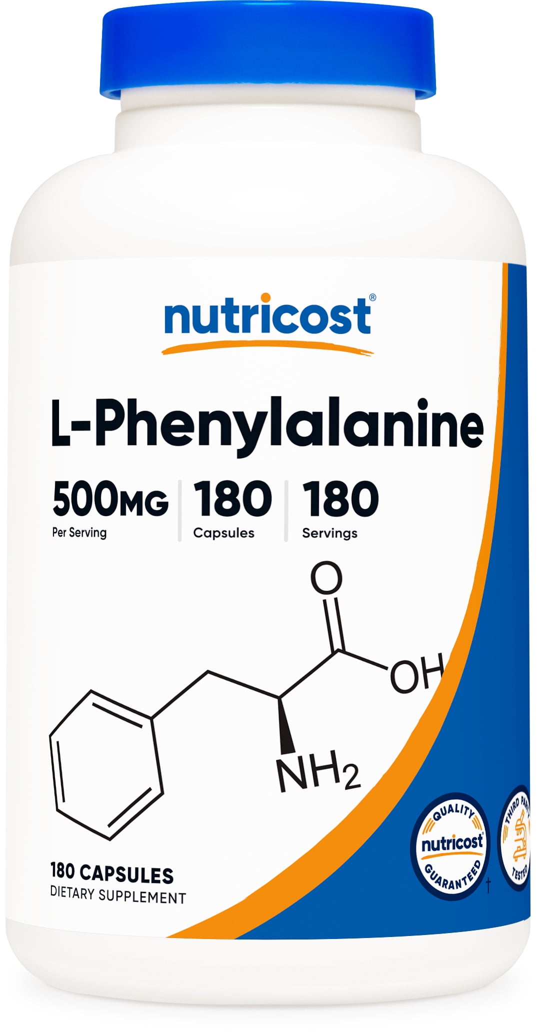 Nutricost L-Phenylalanine 500mg; 180 Capsules - Non-GMO, Amino Acid Supplement