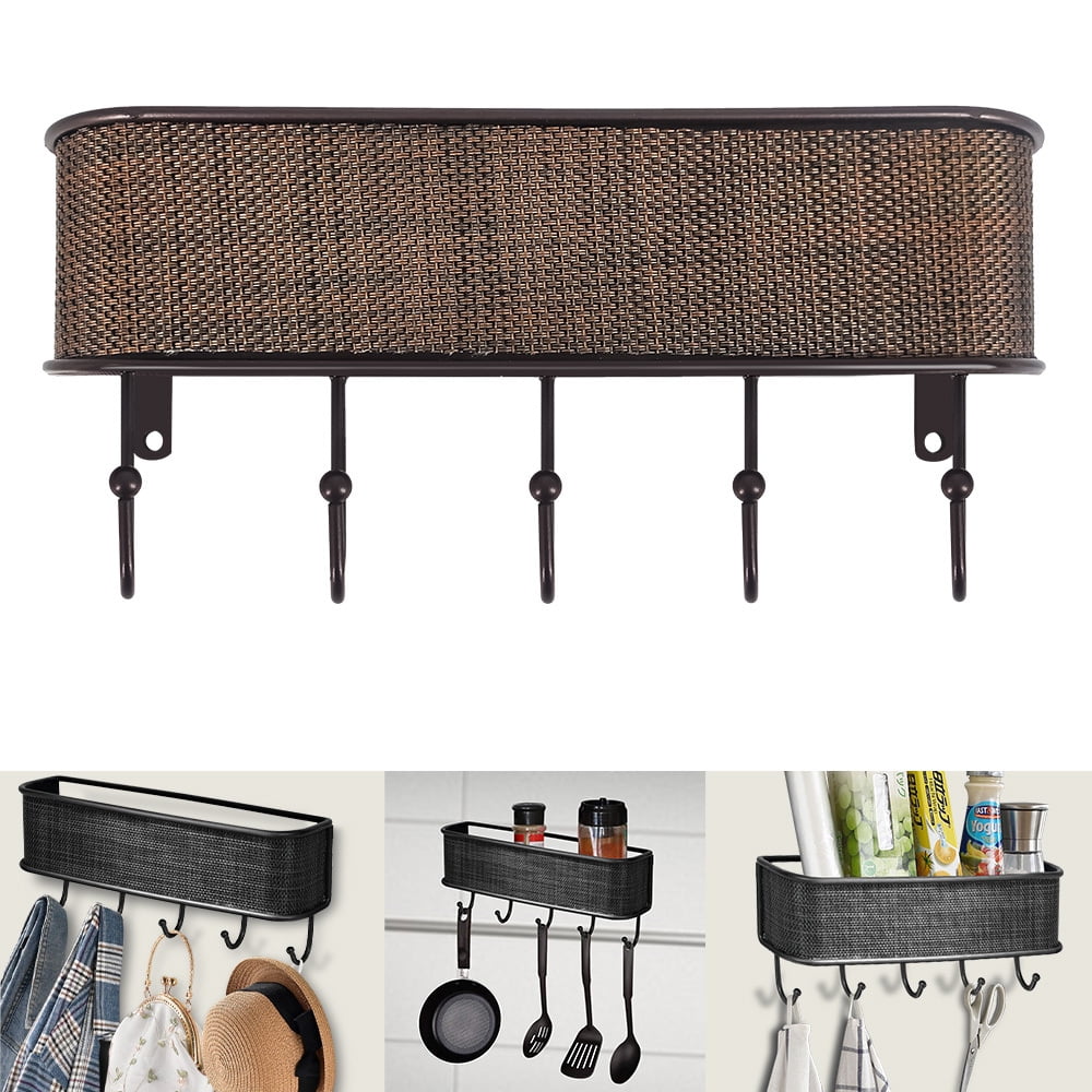 Wall Mounted Letter Rack,DFITO Metal Key Holder with 5 Hooks, Elegant
