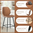 thumbnail image 5 of Hommpa Counter Height Bar Stools Set of 2 with Back and Footrest 26" Faux PU Leather Bar Pub Chairs Metal Frame for Kitchen Island, 5 of 11