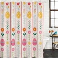 thumbnail image 2 of Spring Easter Shower Curtain, Waterproof Shower Curtains for Bathroom, Pink Yellow Vintage Eggs Floral Botanical Washable Fabric Bathtub Curtain Set Bath Decor with 12 Hooks Long 72"x84", 2 of 8