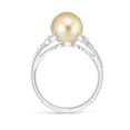 thumbnail image 2 of ANGARA Golden South Sea Cultured Pearl and Leaf Ring with Diamonds in 14K White Gold for Women | June Birthstone, Birthday, Anniversary, Jewelry Gift for Women | Pearl Ring, 2 of 8