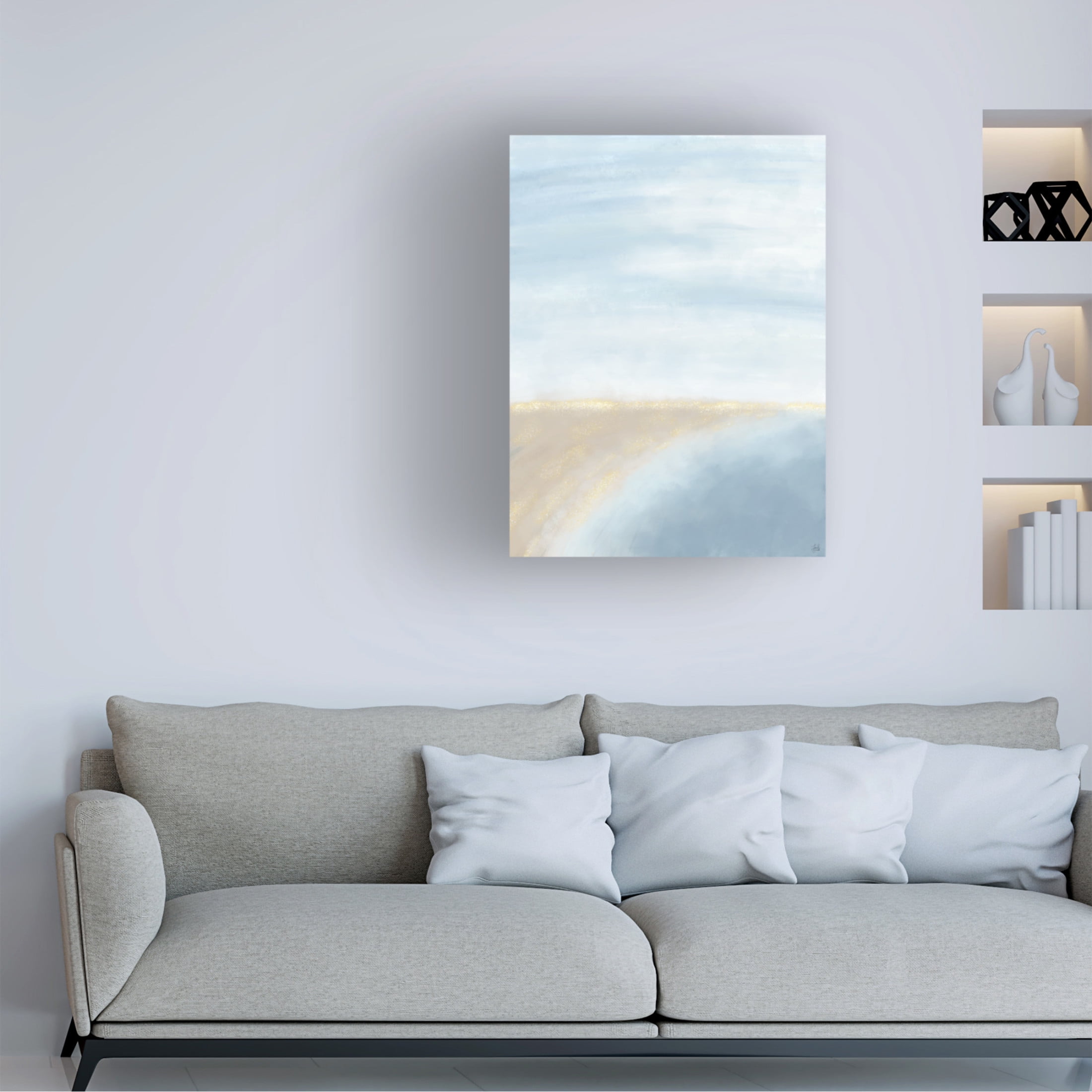 Canvas Wall Art - Line and Brush 'Beach Cove View' Wall Art for Living Room, Bedroom, or Office Décor by Trademark Fine Art - 24 x 32 Inches