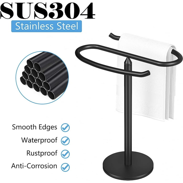Hand Towel Holder Stand Matte Black SUS304 Stainless Steel