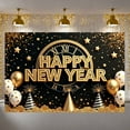 thumbnail image 4 of Gold Glitter Happy New Year Banner Clock Design New Year Banner Star Decorated Balloon Elements Holiday Banner for New Year Party Family Gathering New Year's Eve, 4 of 7