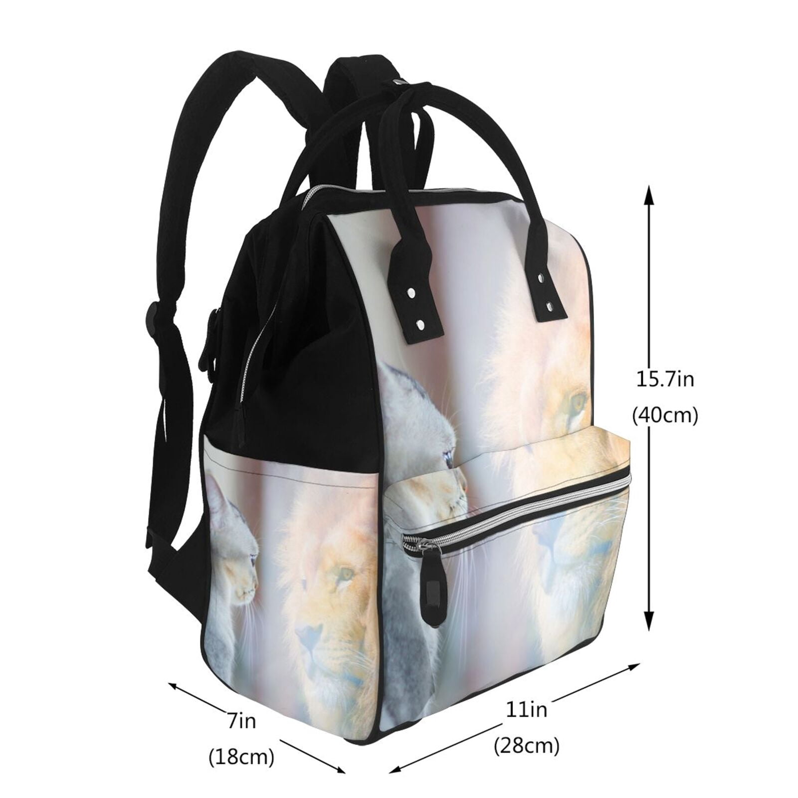 Ratiio The Cat Looks in the Mirror Mummy Backpack - Waterproof Twill Canvas, Large Capacity Diaper Bag with Multiple Pockets and Adjustable Straps