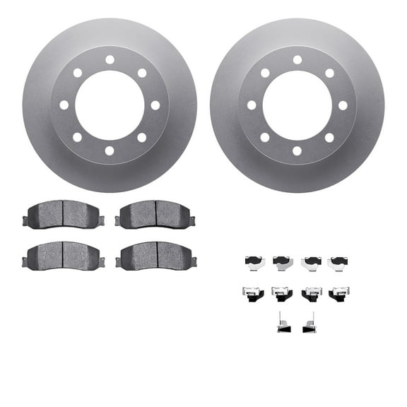 Dynamic Friction Company Front Geospec Brake Rotors with Heavy Duty Brake Pads includes Hardware 4212-99184