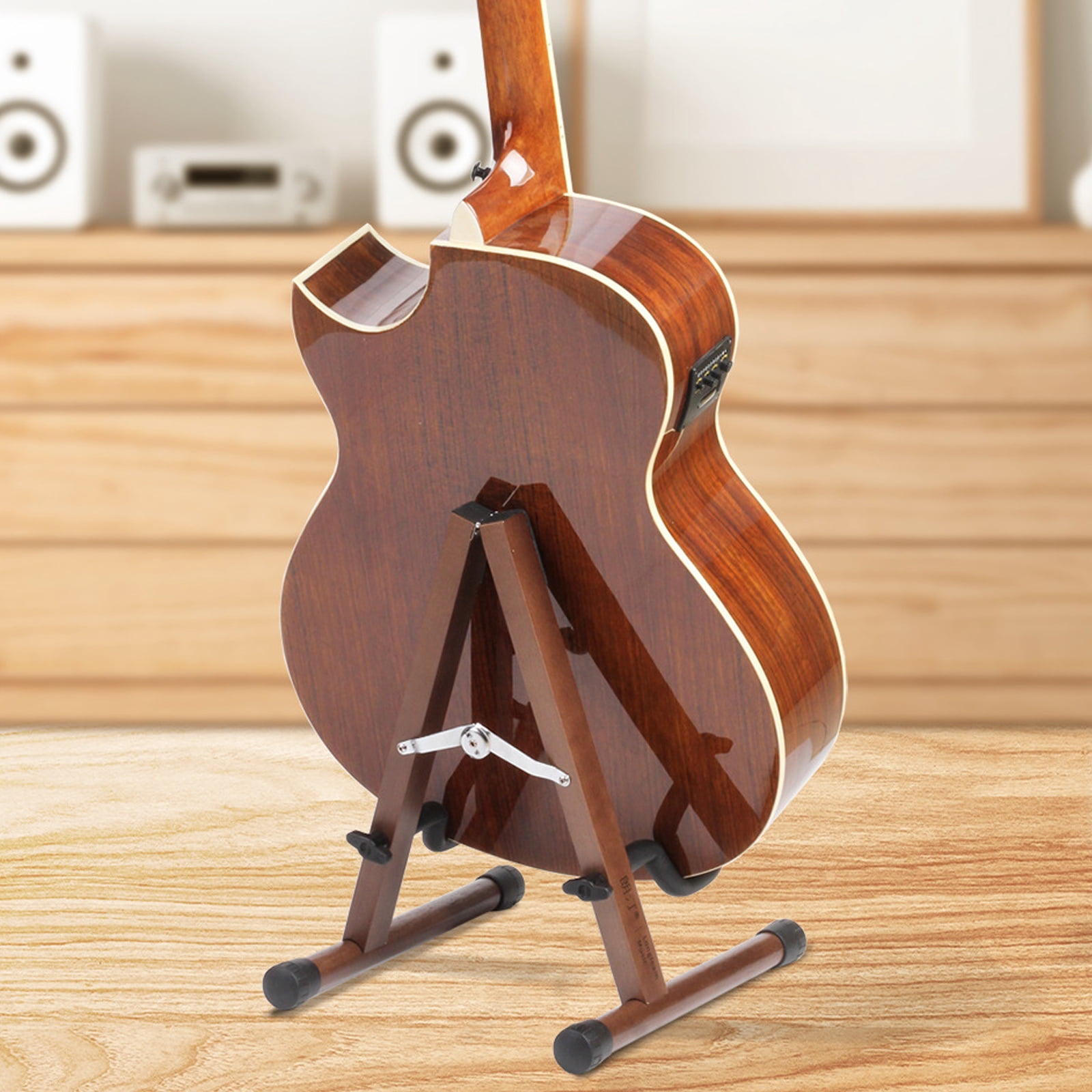 Folding Guitar Bass Floor Stand Wooden A-Frame Adjustable Floor Guitar Holder Stable and Well Constructed