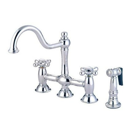 Handle Widespread Bridge Faucet - Elements of Design Double Handle Widespread Bridge Faucet with American Cross Handle