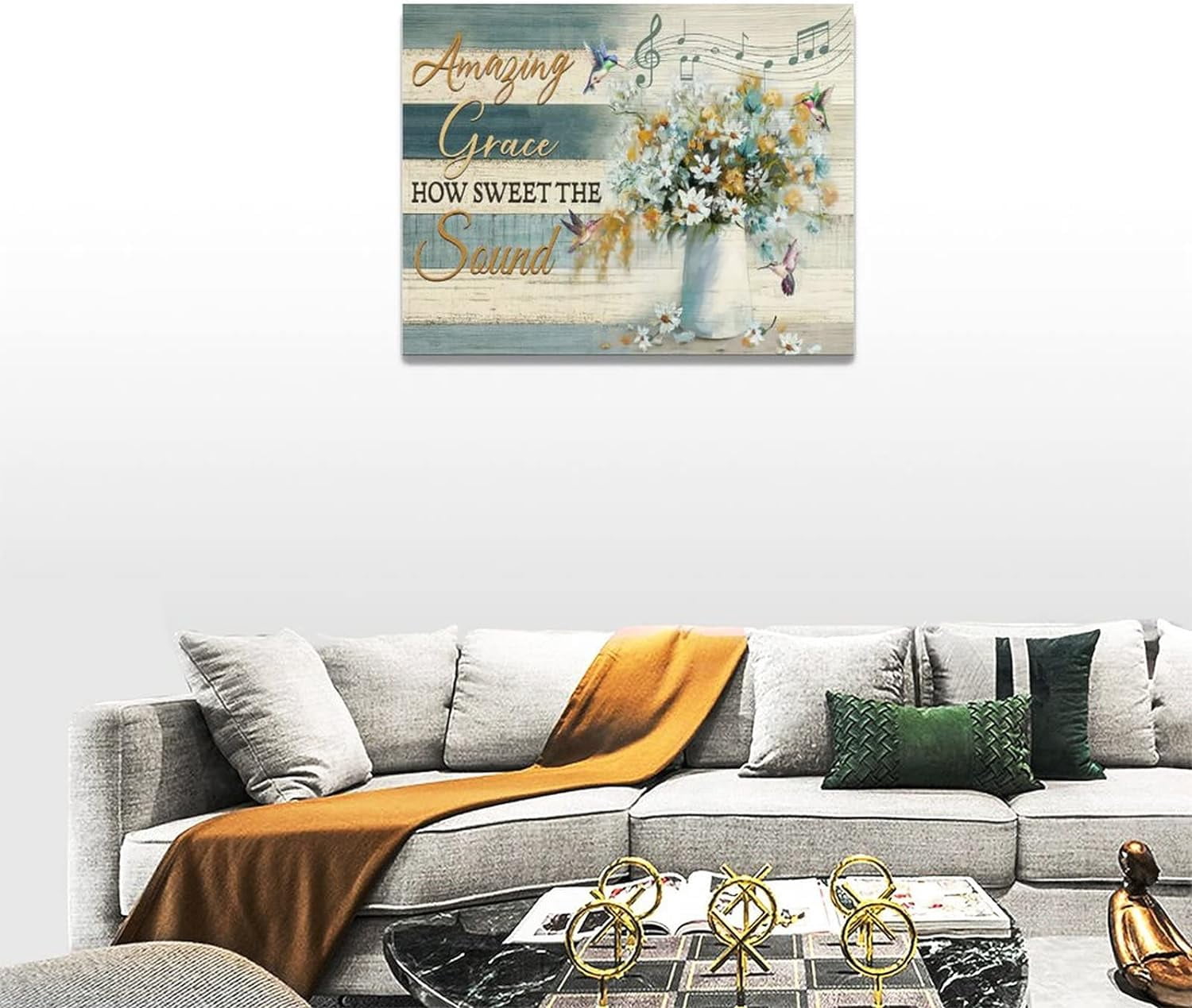 Daisy Hummingbirds Bathroom Wall Art Floral Pictures Flower Bathroom Wall Decor Motivational Quotes Canvas Prints Painting Framed Artwork for Bathroom Kitchen Bedroom 16"x12"