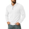 thumbnail image 2 of Men's Corduroy Polo Shirt Long Sleeve Slim Fit Chest Pocket Casual Pullover Business Casual Golf Shirt, 2 of 8