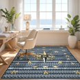 thumbnail image 3 of Design&I 2'x3' Washable Doormat Ultra-Thin & Non-Slip Skid-Resistant Fish Beachy Compass Maritime Navy Striped Border Bathroom Theme for Entryway, Indoor, 3 of 7