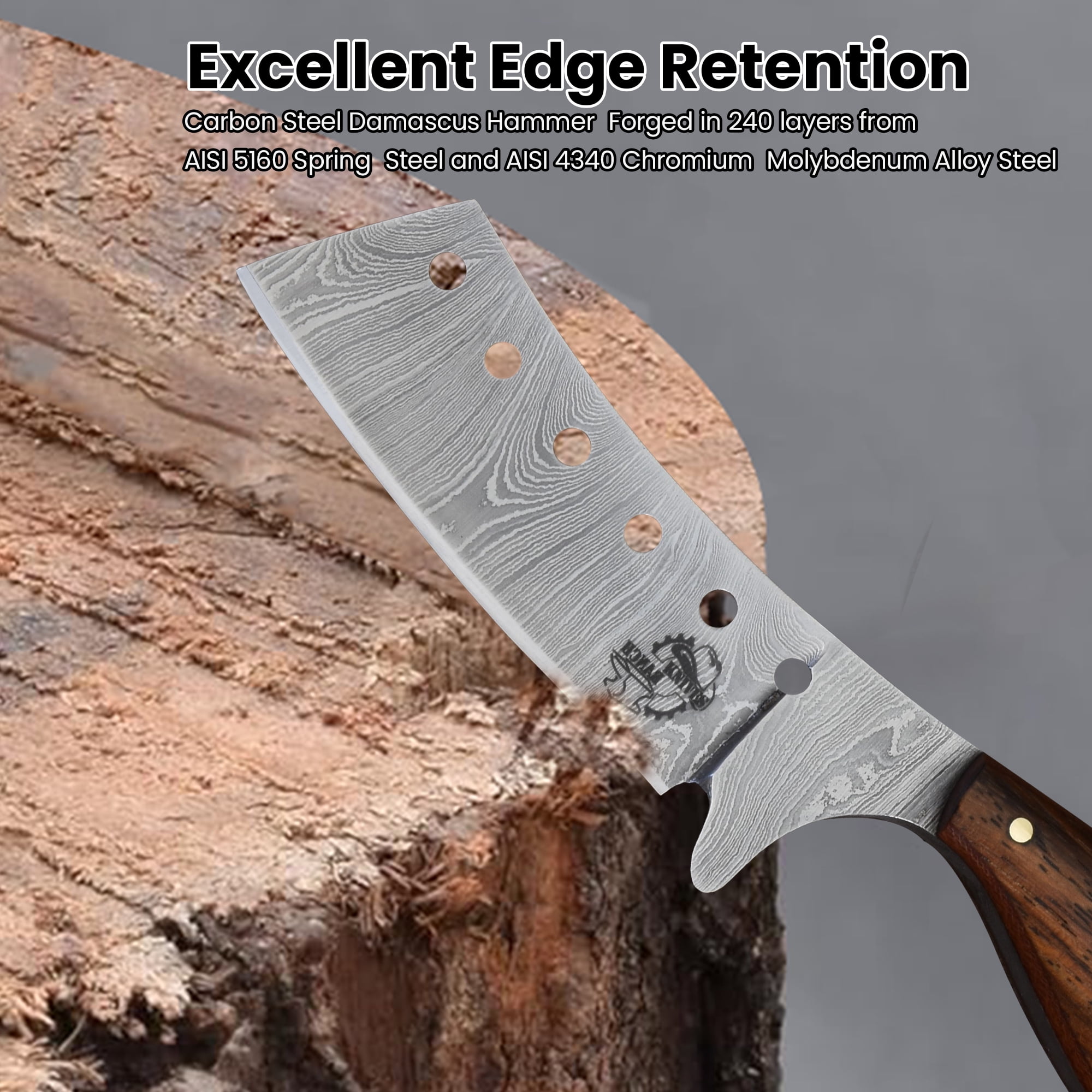 Knives Ranch Handmade High Carbon Damascus Steel Fixed Blade Knife – 6.25" Cowboy Ranch Knife with Rosewood Handle & Horizontal Carry Leather Sheath – Hunting, Bushcraft, Camping, Survival, Scout Car