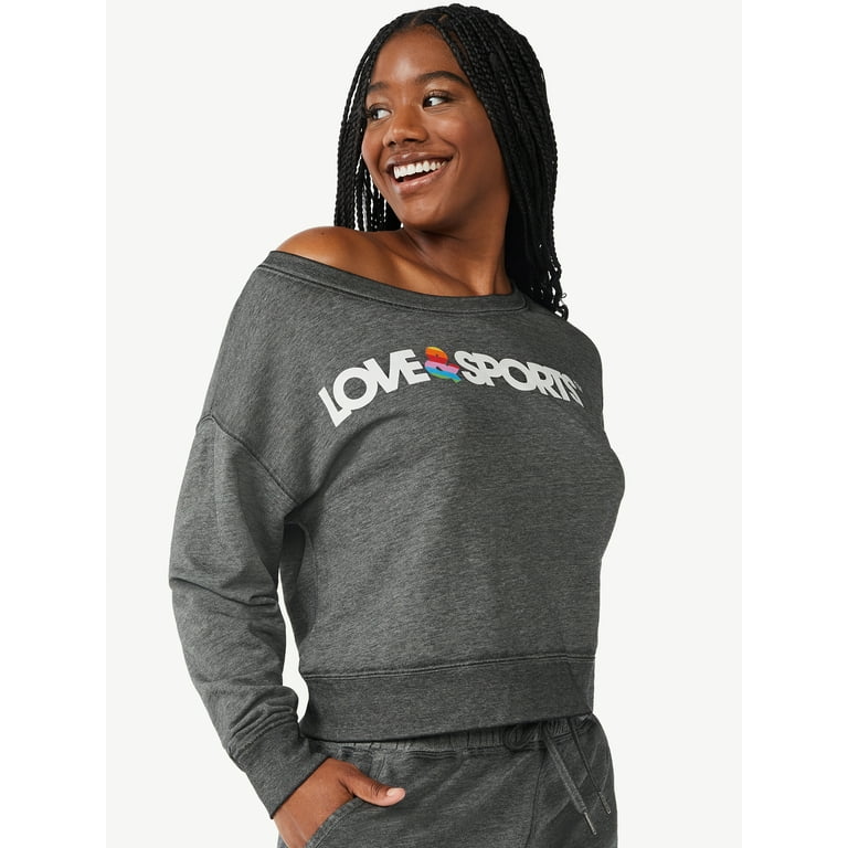 Love Sports Women s Cropped Logo Sweatshirt Walmart