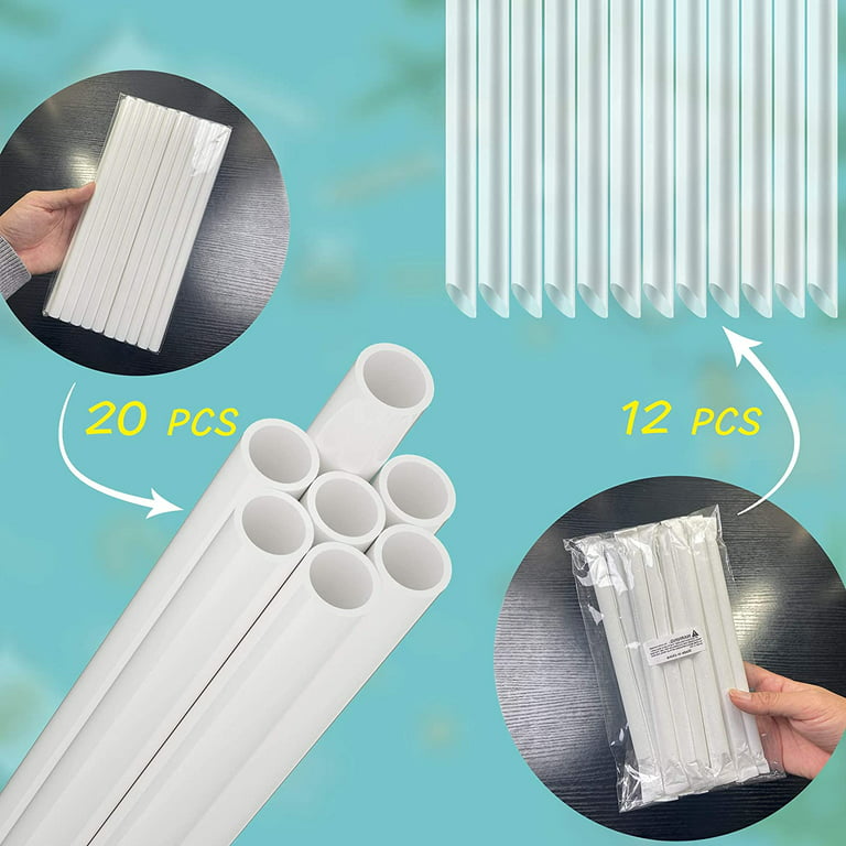 Losris White Plastic Cake Dowel Rods for Tiered Cake Supports 0.4 Inch  Diameter Cake Sticks for Stacking Round Cake Straws (9.5inch-12pieces)