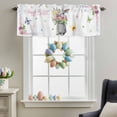 thumbnail image 3 of Valance Curtains for Kitchen Windows Happy Easter Words Watercolor Bunny Rod Pocket Valance Spring Flowers Short Window Curtain Topper for Bedroom Living Room Bathroom 42x12in,1&nbsp;Panel, 3 of 9