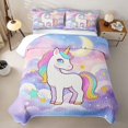 thumbnail image 2 of Metsweet Dreamy Unicorn Quilt King, Watercolor Starry Sky Animal King Coverlet Set, 2 of 7