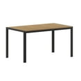 thumbnail image 2 of BizChair Commercial Grade Outdoor Dining Table 55" x 31" with Faux Teak Poly Slats and Metal Frame, Natural/Gray, 2 of 12
