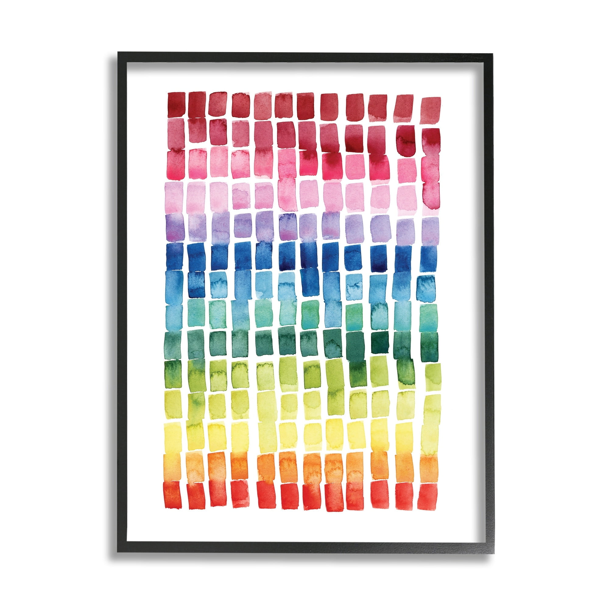 Stupell Industries Geometric Watercolor Rainbow Tiles over White,24 x 30,Designed by Grace Popp