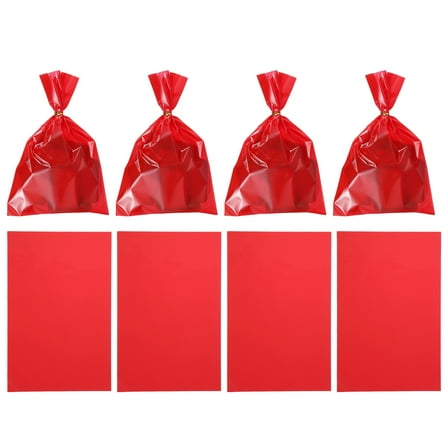 100pcs Star Treat Bags, Cookie Bags with Twist Ties for Birthday Party Favors Red