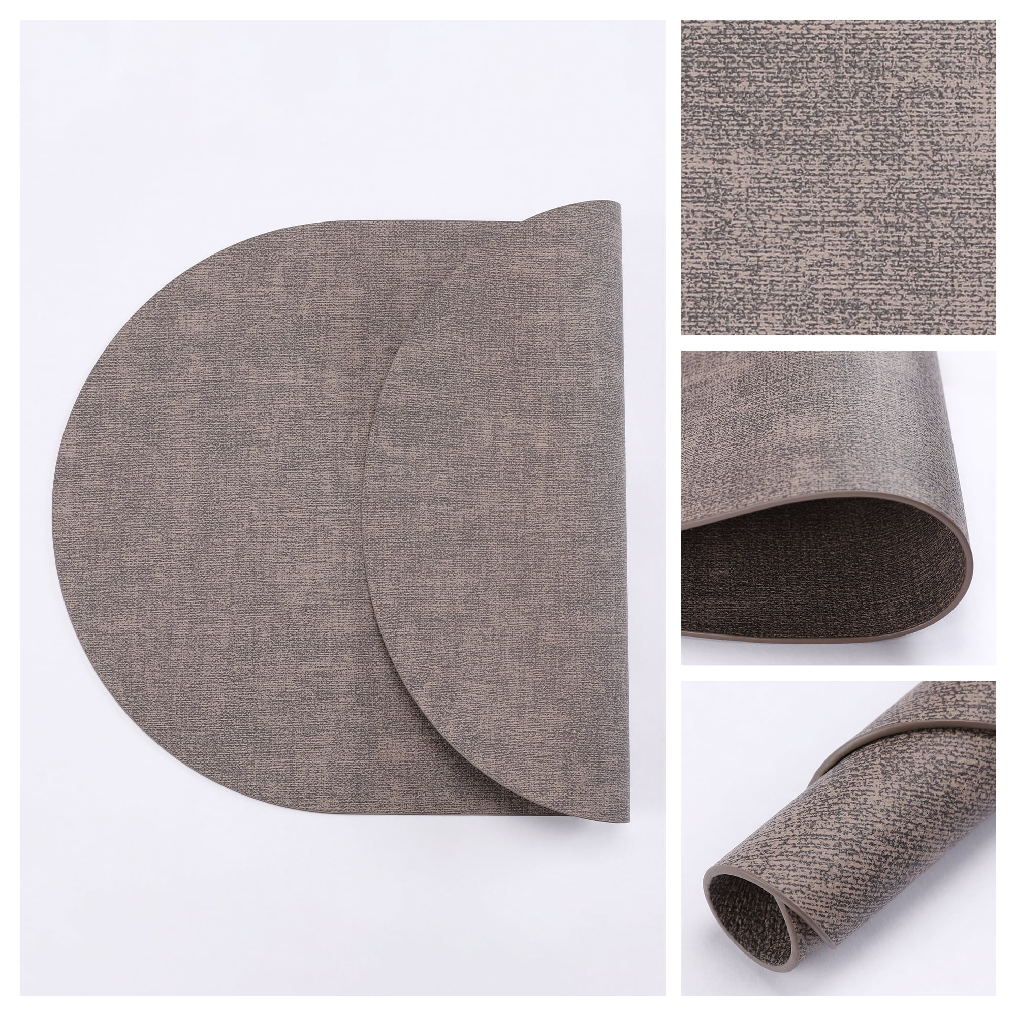 Unique Bargains 6pcs Oval Faux Leather Placemats Light Brown 17.7"x11.8"