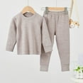thumbnail image 2 of BFHHYA Kids (1-12Y) Thermal Underwear Set Boys Girls Striped Long Sleeve Top & Elastic-Waist Cuffed Pants Loungewear Set Sleepwear for Fall/Winter, 2 of 6