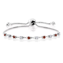 Gem Stone King 0.68 Ct Round Red Garnet E-F Lab Grown Diamond 925 Sterling Silver Bracelet for Women