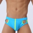 thumbnail image 1 of FcBaudy Men's Low Waist Solid Color High Vent Zipper Swimming Trunks Underpants Men Pants, 1 of 9