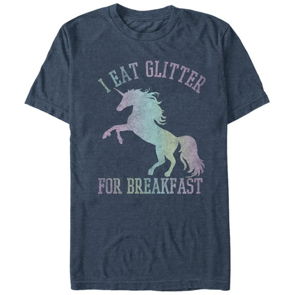 Men's Lost Gods Glitter Breakfast Unicorn Graphic Tee Navy Blue Heather X Large