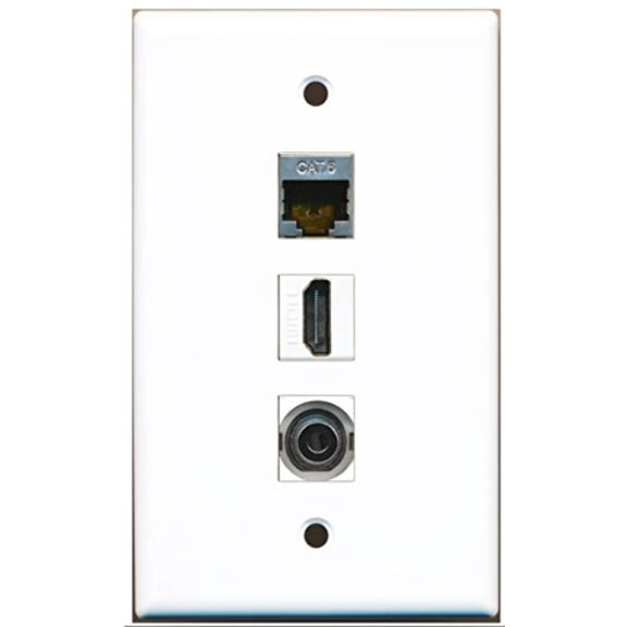 RiteAV - 1 Port HDMI 1 Shielded Cat6 Ethernet 1 3.5mm Wall Plate