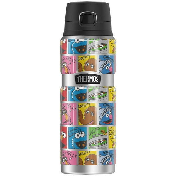 Sesame Street Character Named Blocks THERMOS STAINLESS KING Stainless Steel Drink Bottle, Vacuum insulated & Double Wall, 24oz