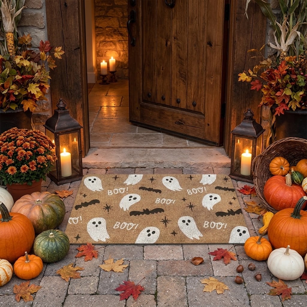 Halloween Doormat for Front Door Seasonal Welcome Mat Decorative Entryway Floor Mat for Porch Entrance and Halloween Home Decor