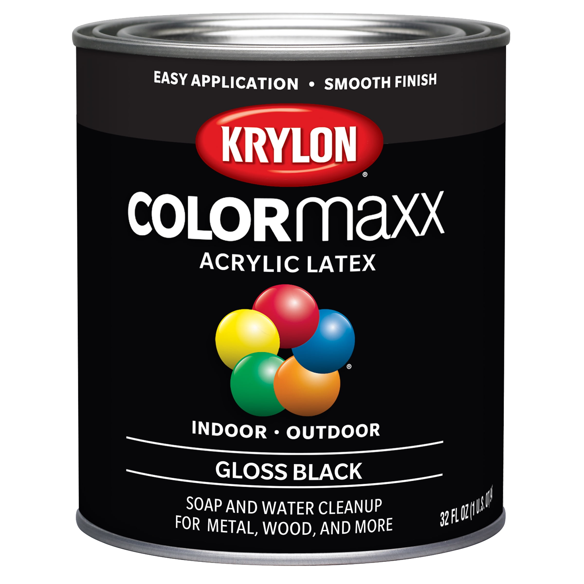 Krylon COLORmaxx Brush On, Gloss, Black, 1 Quart