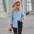 thumbnail image 2 of Zoeecloth Women Denim Shirt Jean Denim Casual Long Sleeve Collared Jean Shirts Pocket Button Down Blouses S-XL, 2 of 8