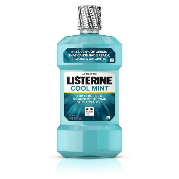 Listerine Cool Mint Antiseptic Mouthwash to Kill 99% of Germs that ...