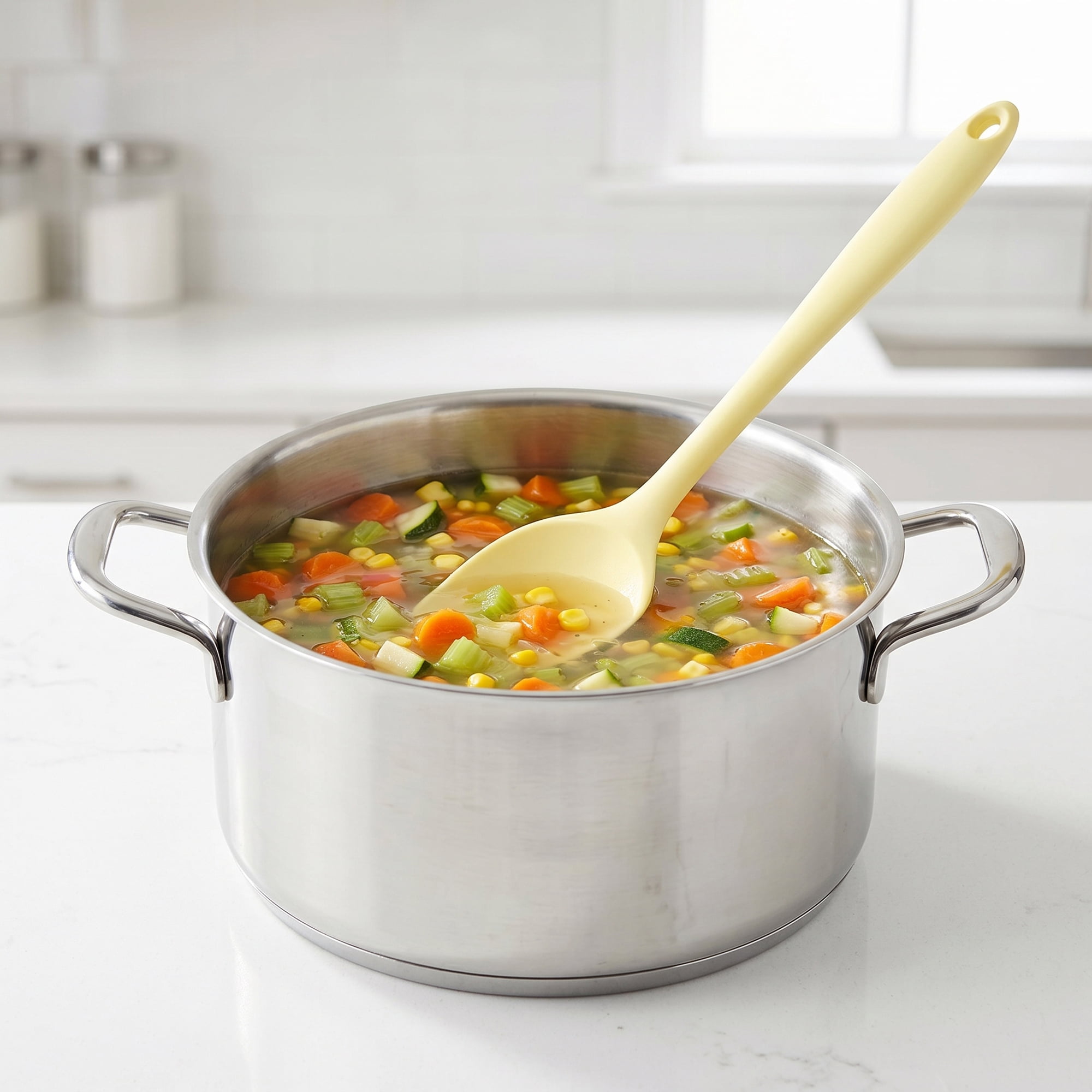 Unique Bargains Silicone Non Stick Heat Resistant Cooking Spoon Yellow 11x2.3in