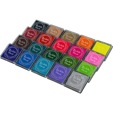 RETON 20 Colors Ink Pad Stamps, Washable Safe Craft Inkpad for Rubber Stamps, Rainbow DIY Fingerprint Stamp Pad for Scrapbooking Supplies, Paper, Wood Fabric (Pack of 20)