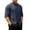 Navy, variant on Men's Chinese Style Cotton Shirt 3/4 Sleeve Mandarin Collar Top with Traditional Frog Buttons Casual Kung Fu Tee