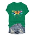 thumbnail image 4 of GEWSEY Women's Dragonfly Graphic Tees Trendy Casual Loose Summer Funny Cute Printed Short Sleeve Shirts Tops (Green, L), 4 of 8
