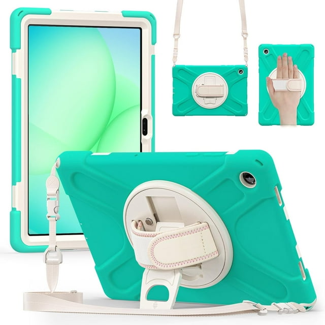 Funda para Samsung Galaxy Tab A11 Plus de 11 pulgadas (2025) y A9 Plus de 11 pulgadas (2023), funda protectora infantil a prueba de golpes con portalápices, correa de mano giratoria de 360 grados