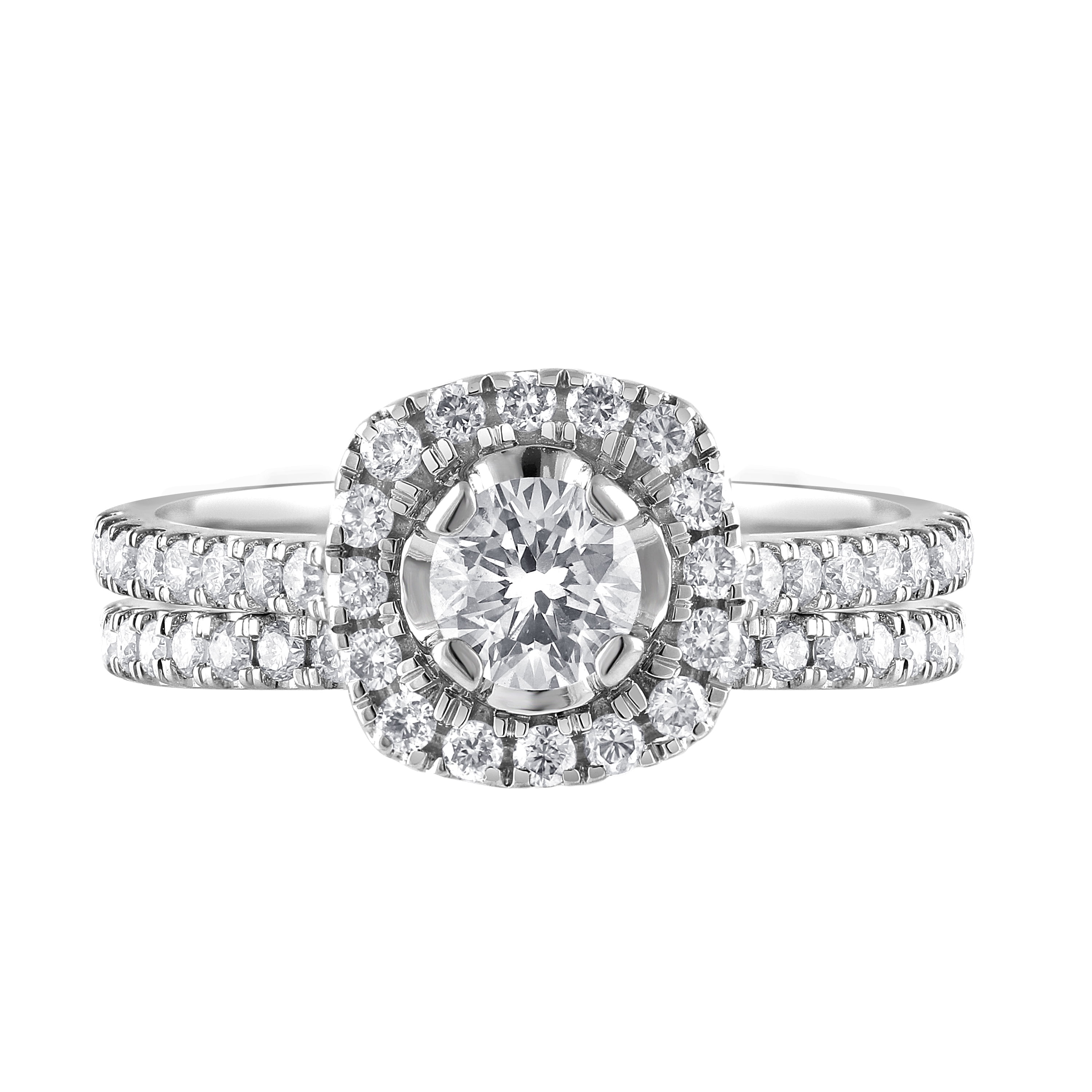 Unique Moments 1 Ct Lab Grown Diamond Wedding Bridal Set in 10K White Gold for Women (J, SI-I1)