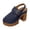 Navy, variant on Womens Vintage Clogs Dress Sandals 2026 Spring Summer Casual Leather Hollow out Buckles Closed Toe Platform Chunky Block High Heels Slingback Pumps Navy Size 6.5