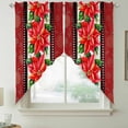 thumbnail image 2 of Red Poinsettia Christmas Swag Curtains for Kitchen/Bedroom/Living Room, Xmas Floral Winter Botanical Scalloped Curtains 63 Inch Long, Window Swag Topper Curtains Valances 2 Panels Set 36"x63", 2 of 8