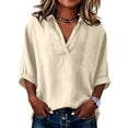 thumbnail image 2 of Neewe Fashion Casual Shirts for Women Plain V Neck 3/4 Sleeve Blouses Spring Fall 2026 Trendy Tops, 2 of 6