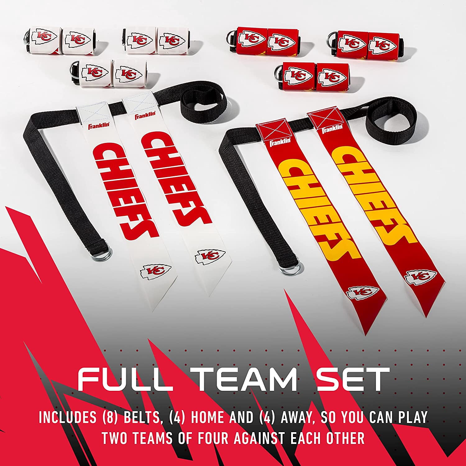 Franklin Sports NFL Kansas City Chiefs Youth Flag Football Set