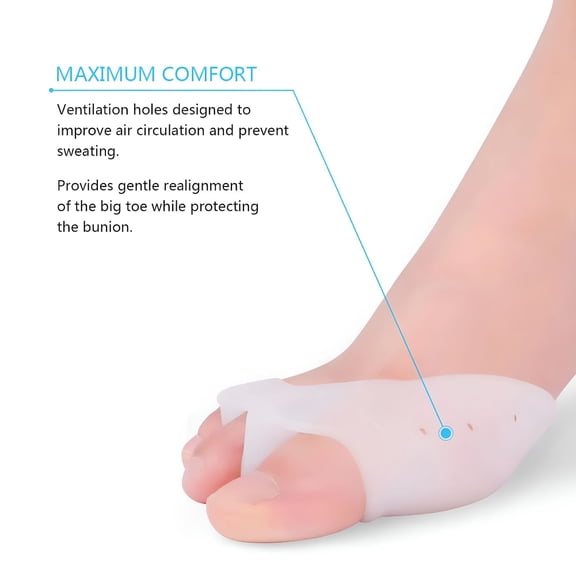 LAMIRO Toe Separators for Overlapping Toes,1 Pair Silicone Toe Spacers,Hammertoe and Bunions Corrector,Protector Straightener Spreader Cushioning for Women and Men