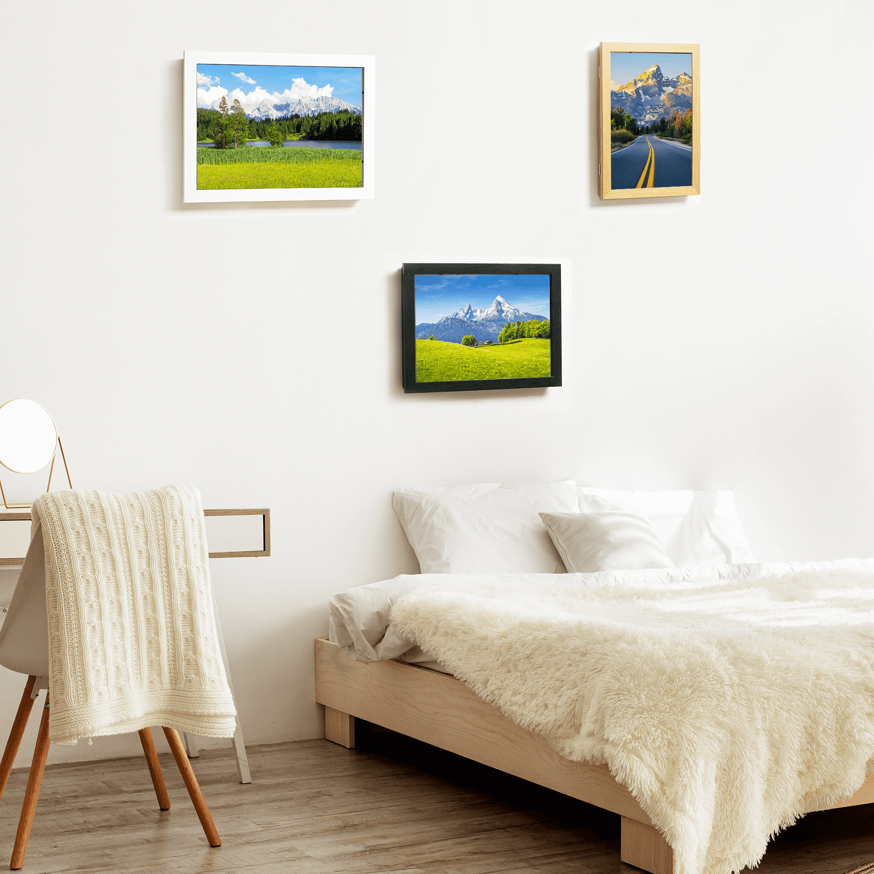 Storvive 4 Pack Art Frames, 8.27" x 11.69" Magnetic Front Opening Artwork Frames, Changeable Picture Storage Frames, Crafts Painting Art Display, Dark Wood