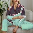 thumbnail image 6 of Salouo Cats On Broomstick Pattern Women's Pajamas Set Long Sleeve Button Down Sleepwear Soft Pj Lounge Sets for women 2 Piece Pjs Set with Long Pants-XX-Large, 6 of 7